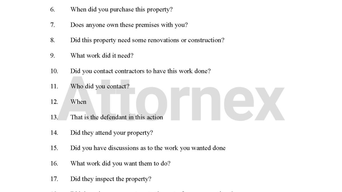 Chief Examination Questions for Homeowner Regarding Misrepresentation of Home Service Contract
