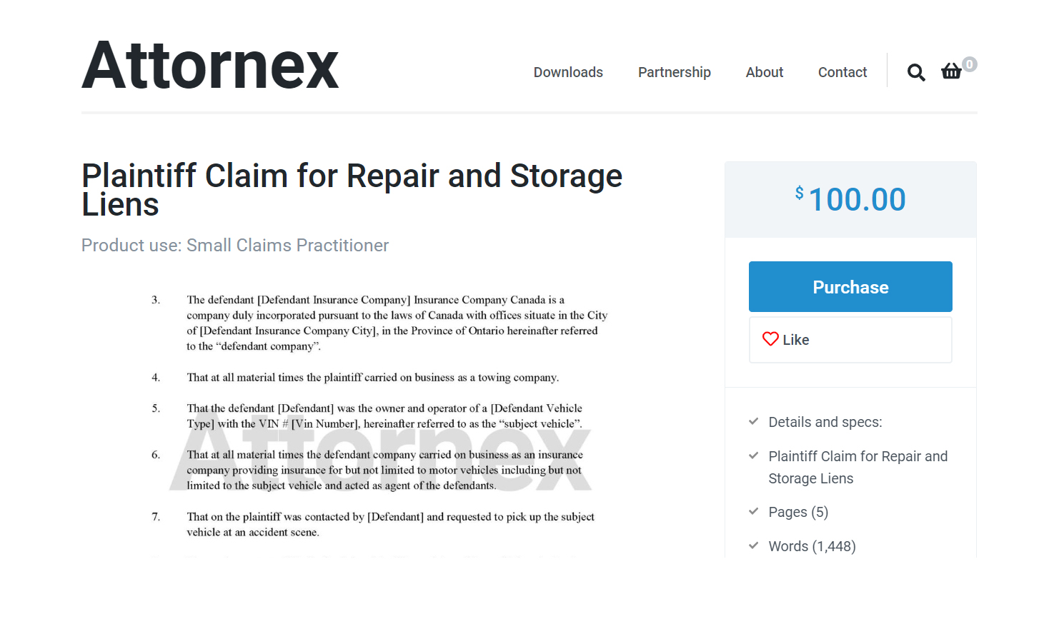 Plaintiff Claim for Repair and Storage Liens Attornex