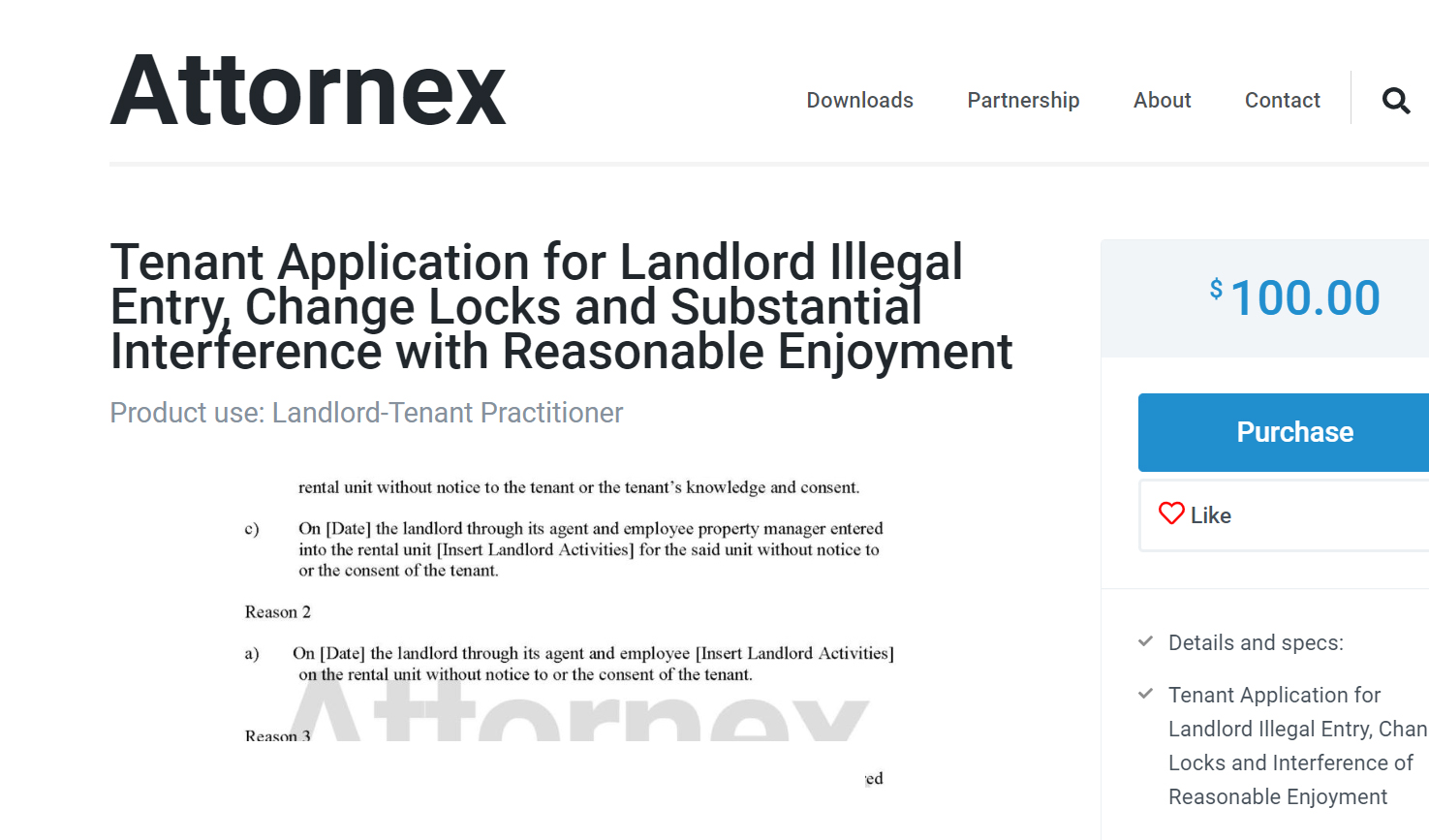 Tenant Application for Landlord Illegal Entry, Change Locks and