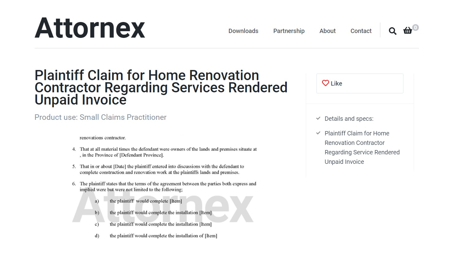 Plaintiff Claim for Home Renovation Contractor Regarding Services ...